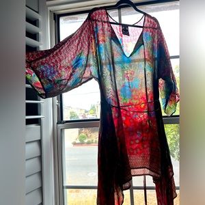 Johnny Was Multicolor Floral Swim Coverup